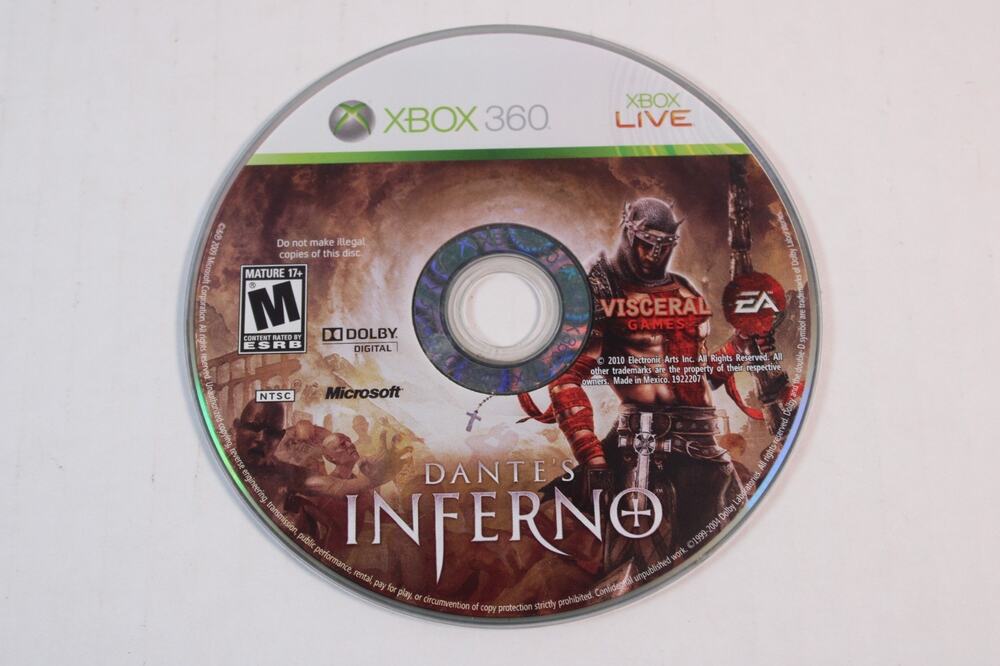 Dante's Inferno (Microsoft Xbox 360, 2010) Authentic, disc only, tested/works